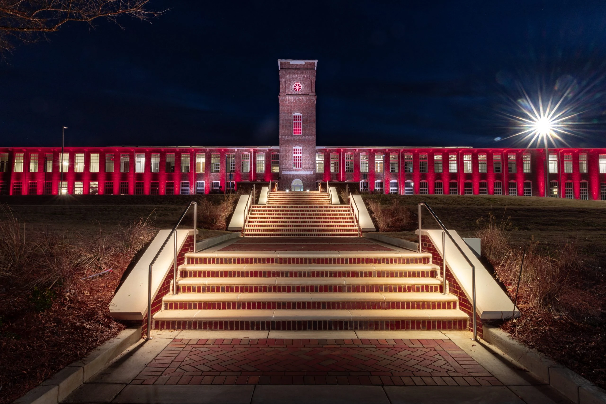 A historic mill brought back to life with new lighting at night
